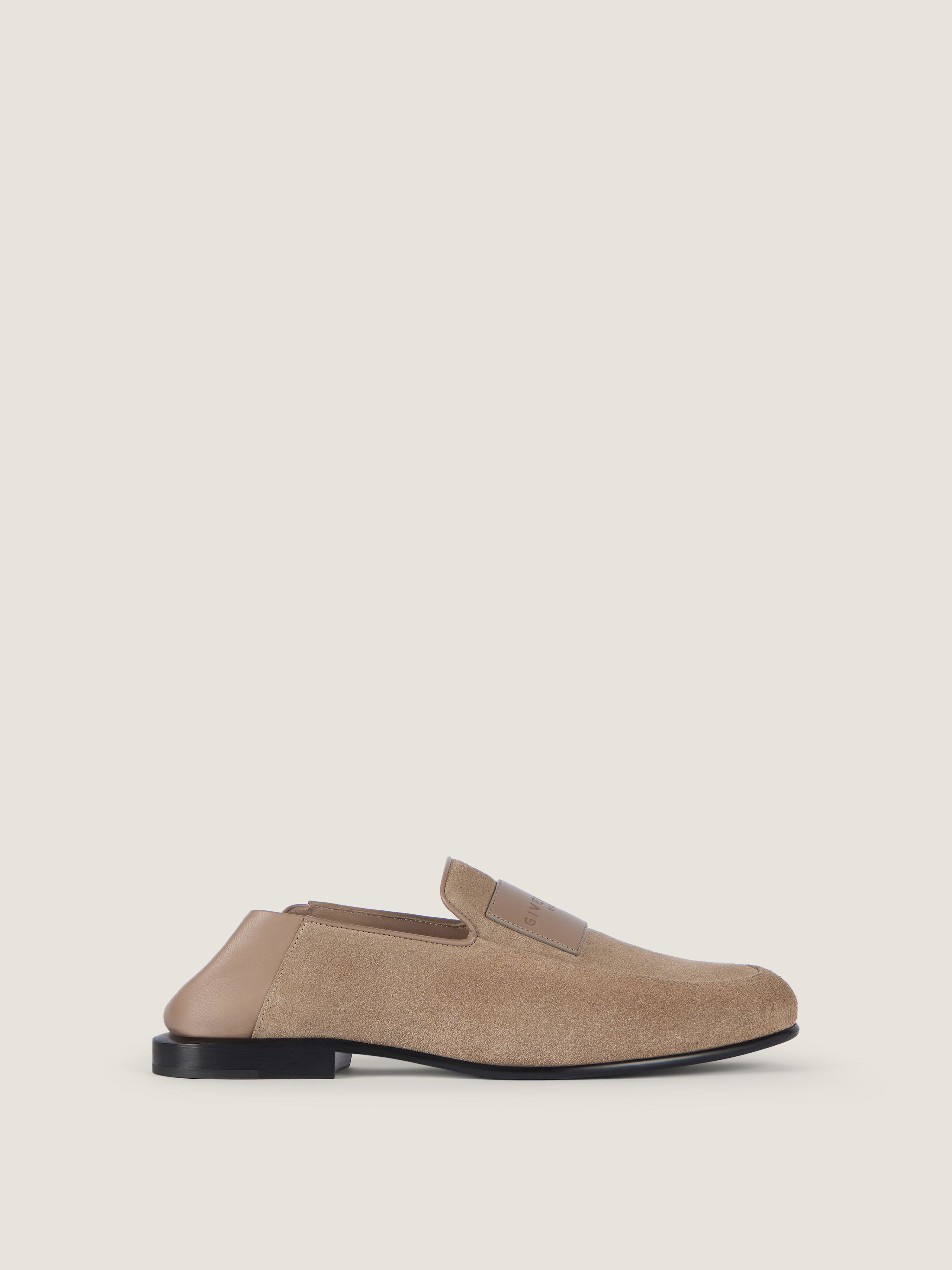 Label loafers in suede